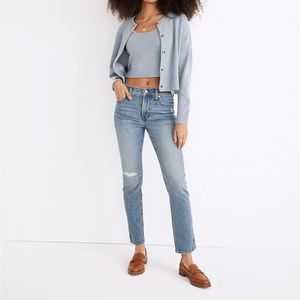EUC Madewell Mid-Rise Perfect Vintage Jean in Ainsdale Wash: Knee-Rip Edition